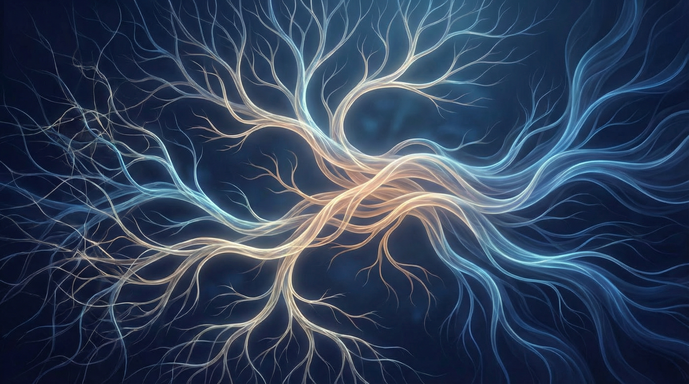 Abstract glowing neural pathways